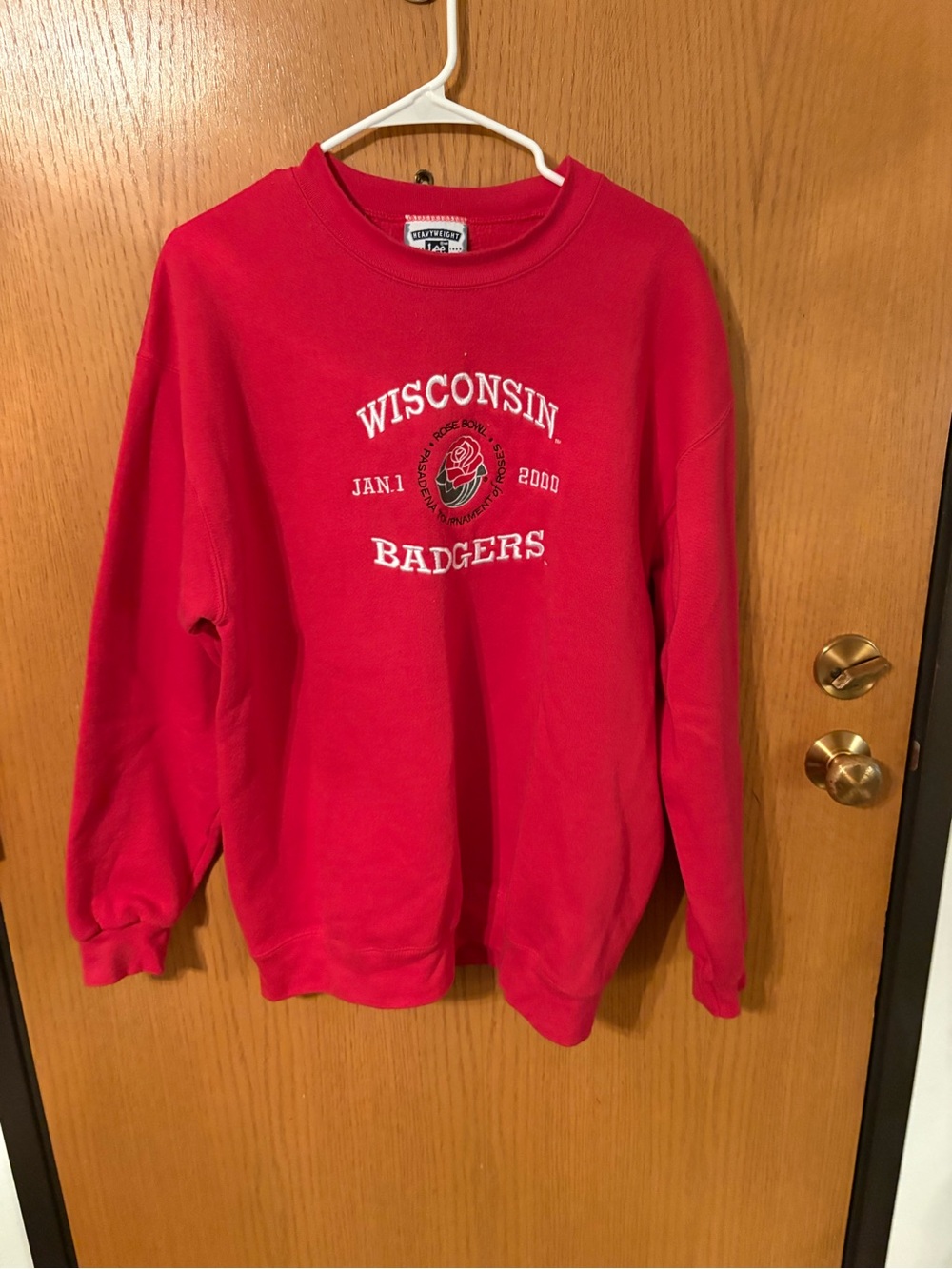 Lee Red Wisconsin Embroidered Crewneck Sweatshirt